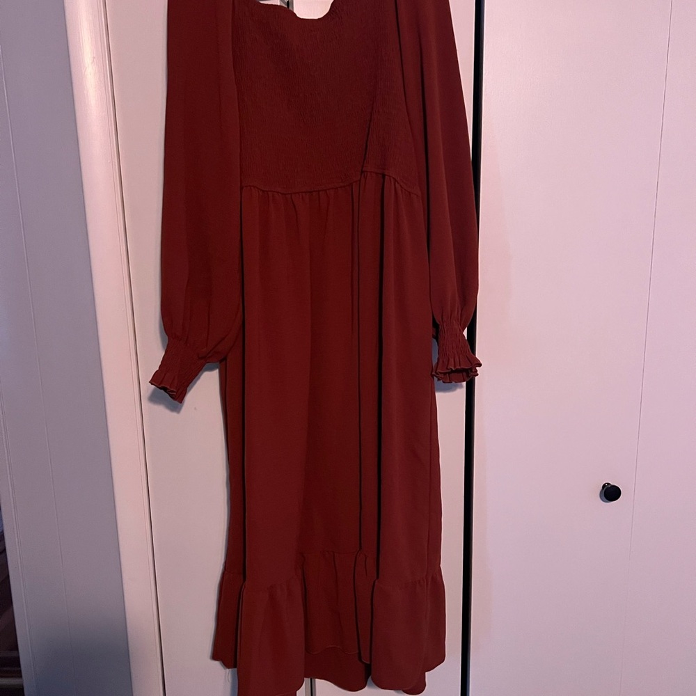 Chic Rust Long Sleeve Dress - Picture 2 of 2